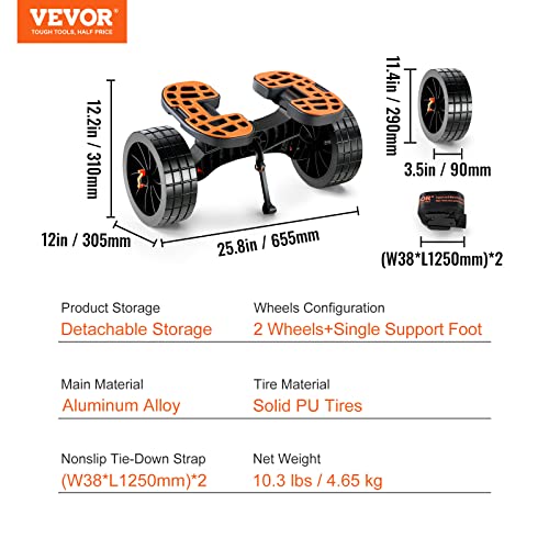 VEVOR Foldable Kayak Cart Dolly with 10" Solid Tires H489