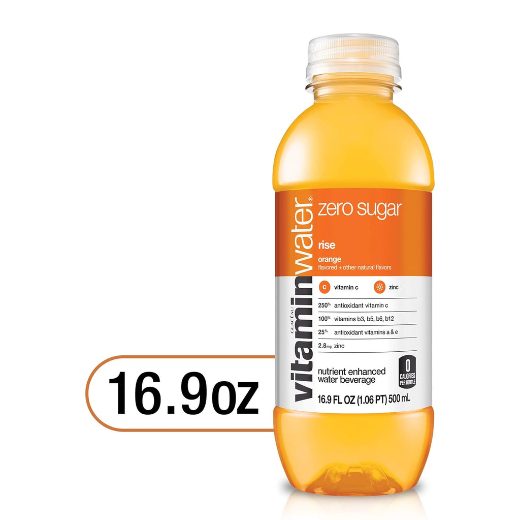 vitaminwater zero rise electrolyte enhanced water, orange, 16.9 Fl Oz (Pack of 24) U6120