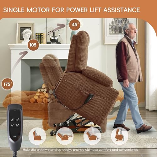 Dual Motor Power Lift Recliner with Massage and Heat, Brown S832