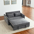 3 in 1 Convertible Sleeper Sofa Bed, Modern Velvet Loveseat Futon Couch Pullout Bed with Side Storage Pockets & Pillows, Small Love Seat Lounge Sofa Bed for Living Room, Small Space (Blue)