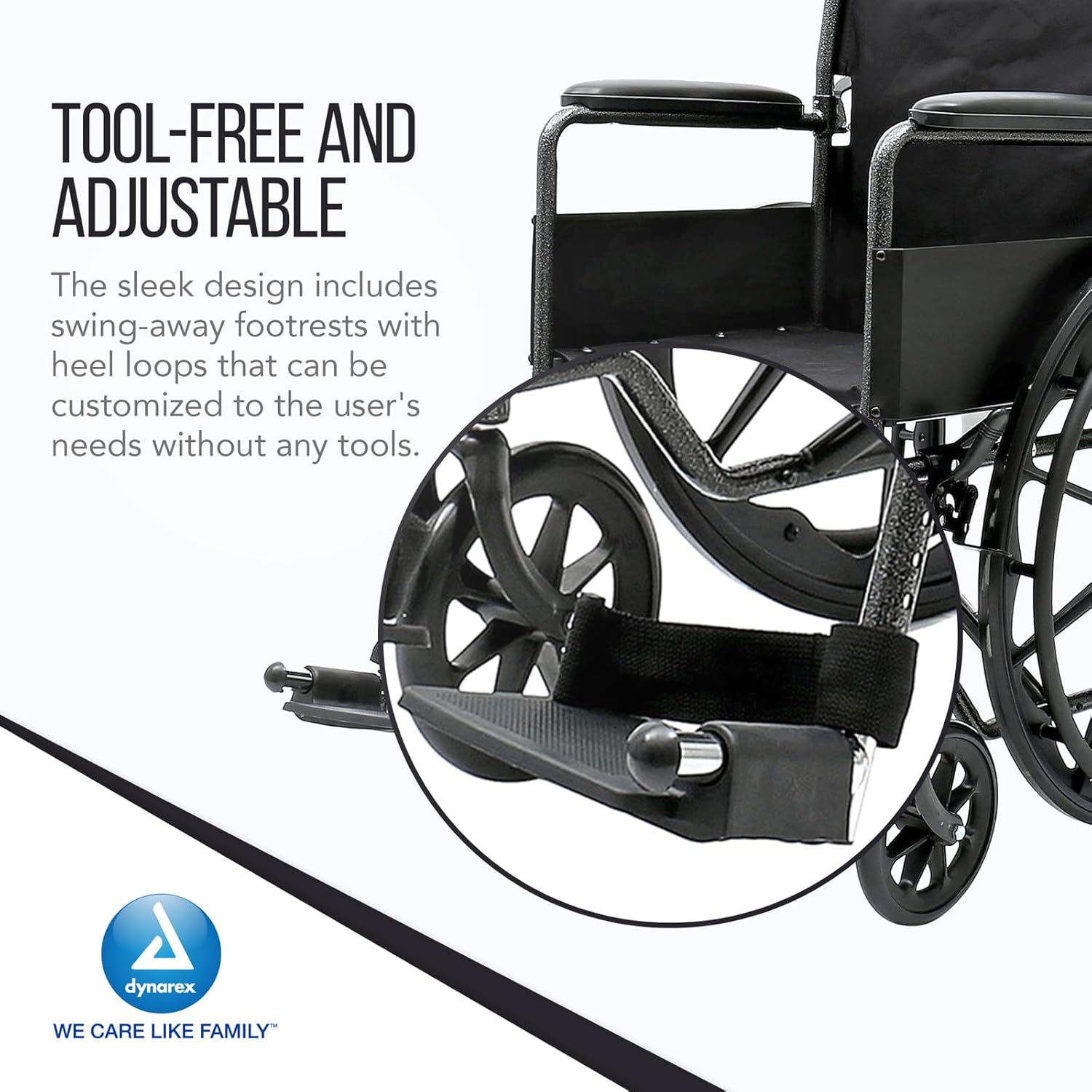 Dynarex DynaRide Series 1 Wheelchair with Fixed Full Arms, Lightweight, Foldable, 300 lbs Capacity F354814