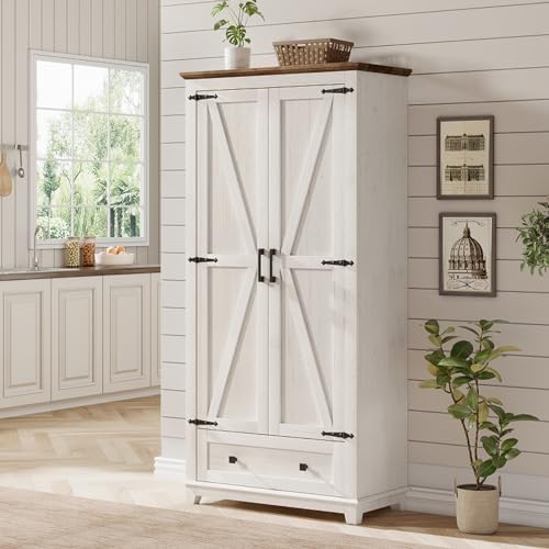Farmhouse Kitchen Pantry Cabinet 72" Tall with Barn Doors X6136