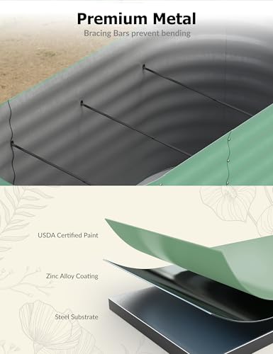 4x2x2Ft Oval Galvanized Steel Raised Garden Bed - Outdoor Metal Planter Box for Vegetables, Flowers, Herbs L43315