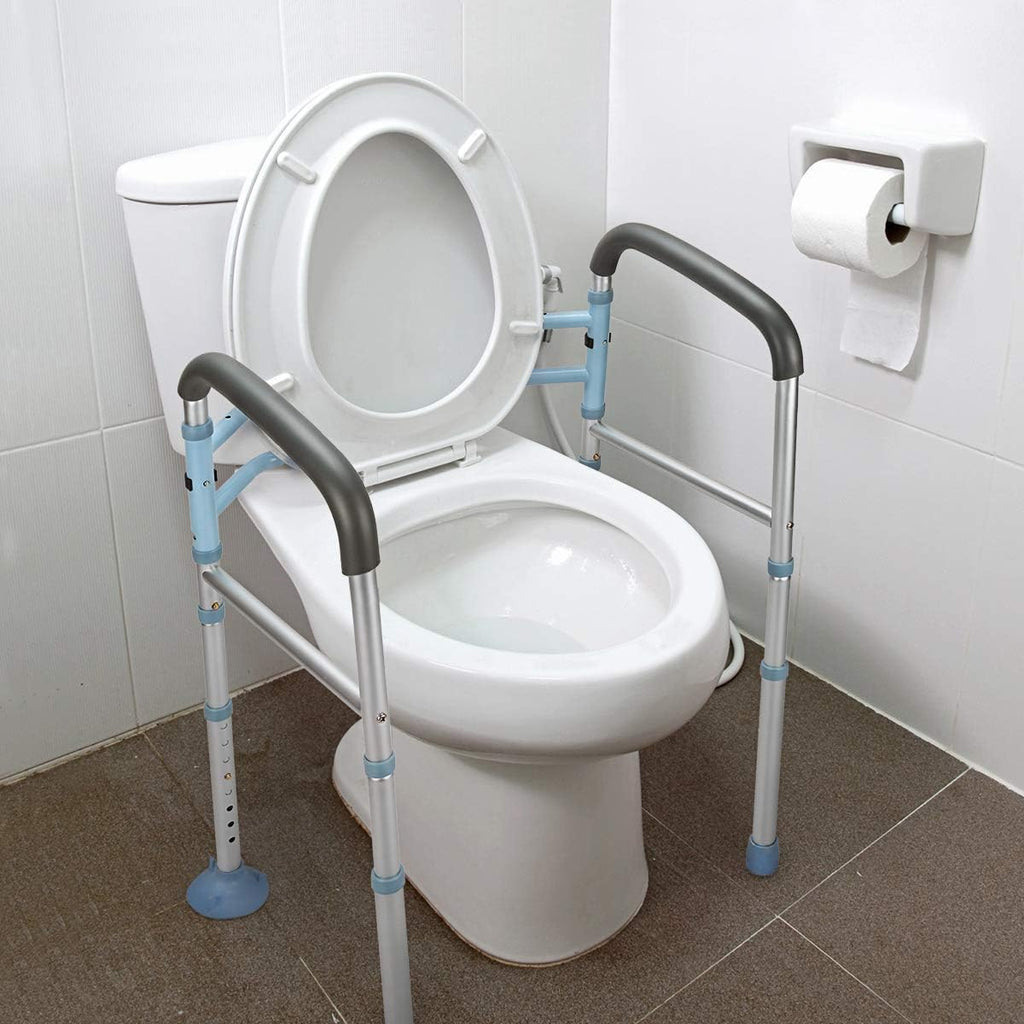 OasisSpace Stand Alone Toilet Safety Rail and Folding Shower Commode Wheelchair E333060