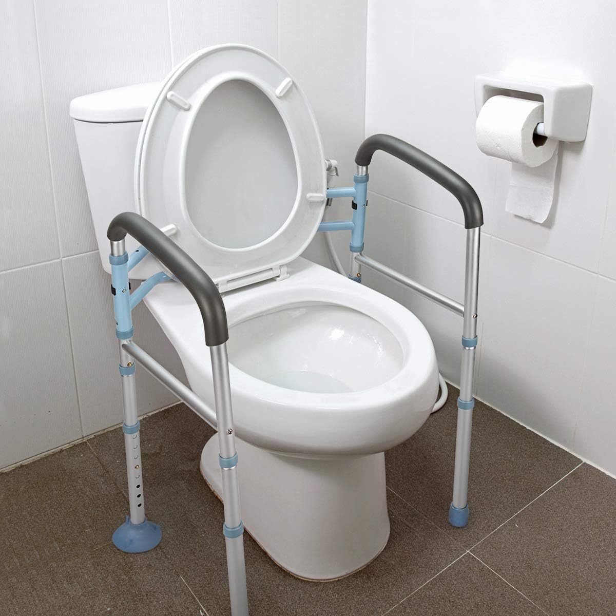 OasisSpace Stand Alone Toilet Safety Rail and Folding Shower Commode Wheelchair E333060