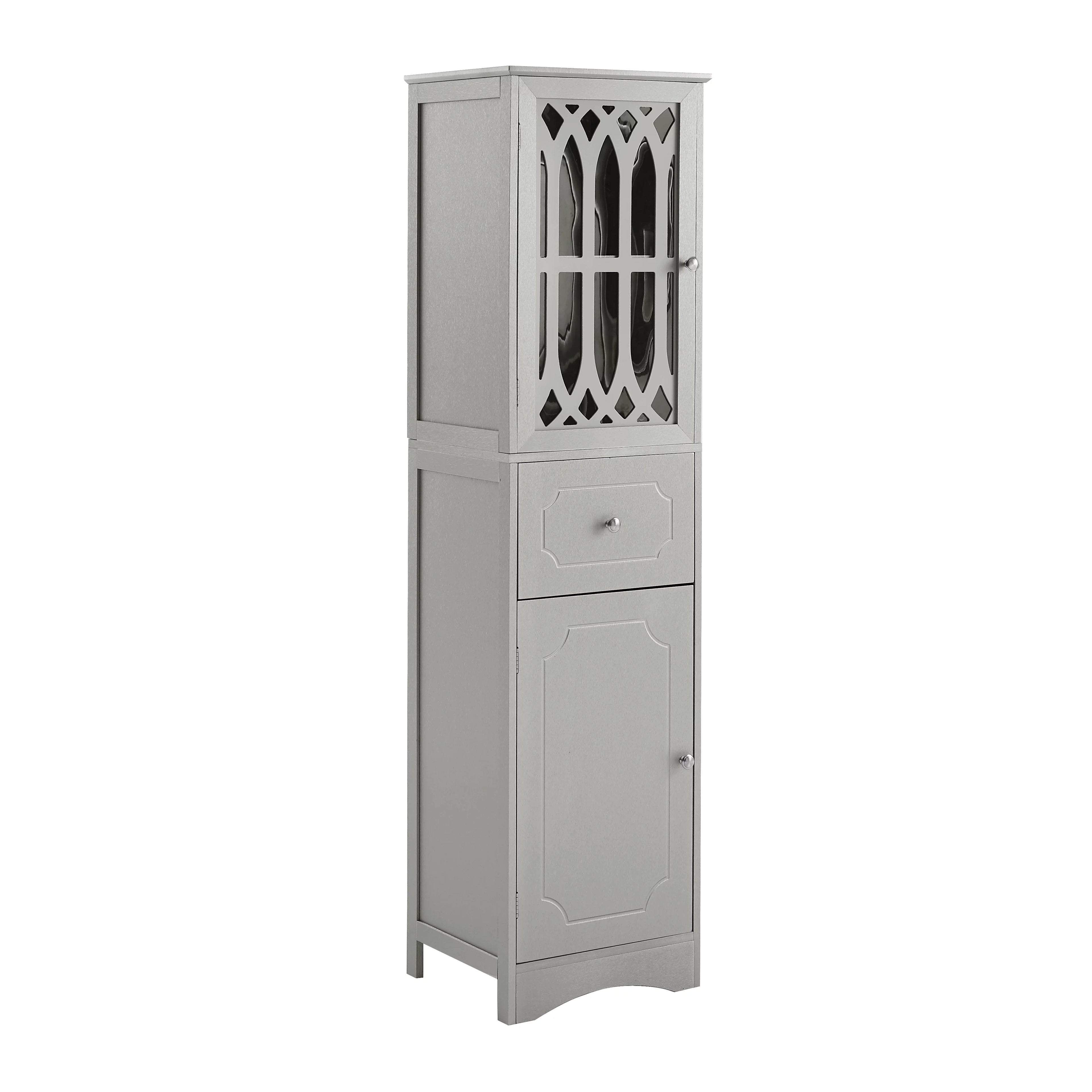 Modern Tall Bathroom Storage Cabinet with Doors and Drawers V259093