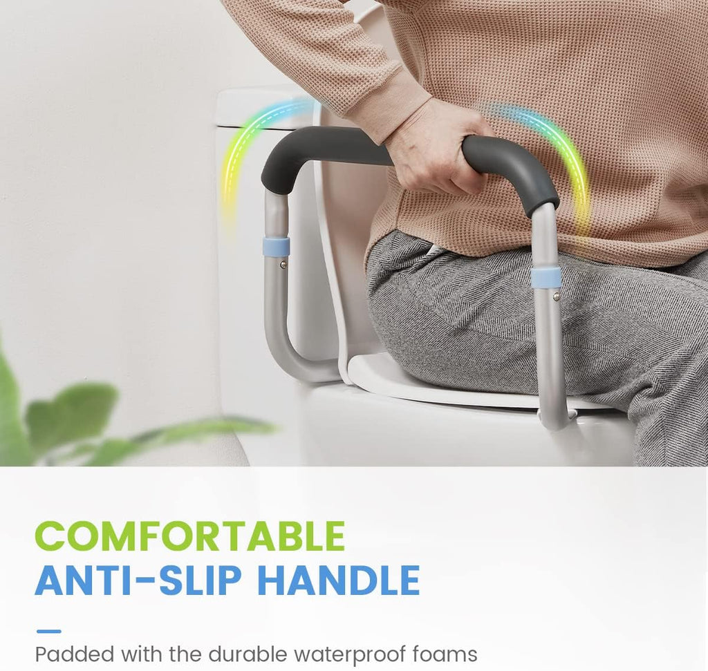 OasisSpace Medical Toilet Safety Rail - Adjustable Compact Support Frame with Hand Rails V931