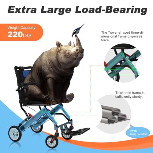 Lightweight Foldable Transport Wheelchair for Adults, 20 LBS O106677