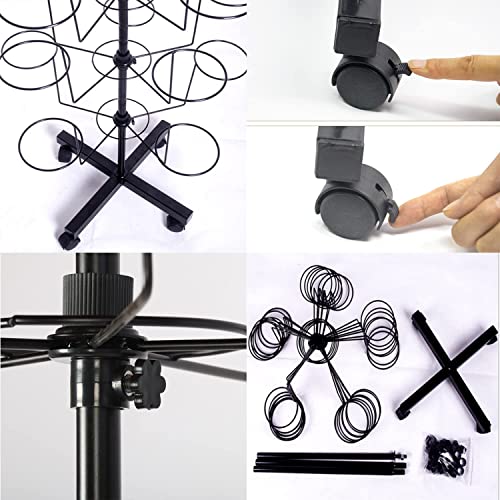 uyoyous 5-Tier Rotating Hat & Wig Display Rack Metal Floor Stand S597