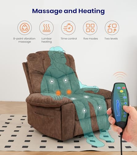 Power Lift Recliner Chair for Elderly with Massage and Cup Holders, Grey O20756