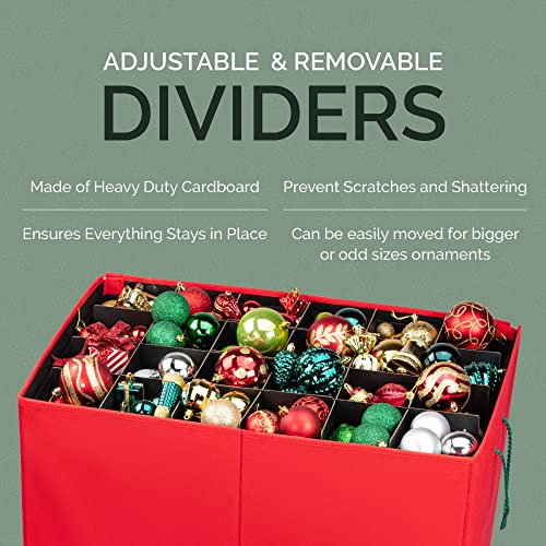 HOLDN’ STORAGE Christmas Ornament Storage Box with Dividers, Large, 4 Removable Trays A988