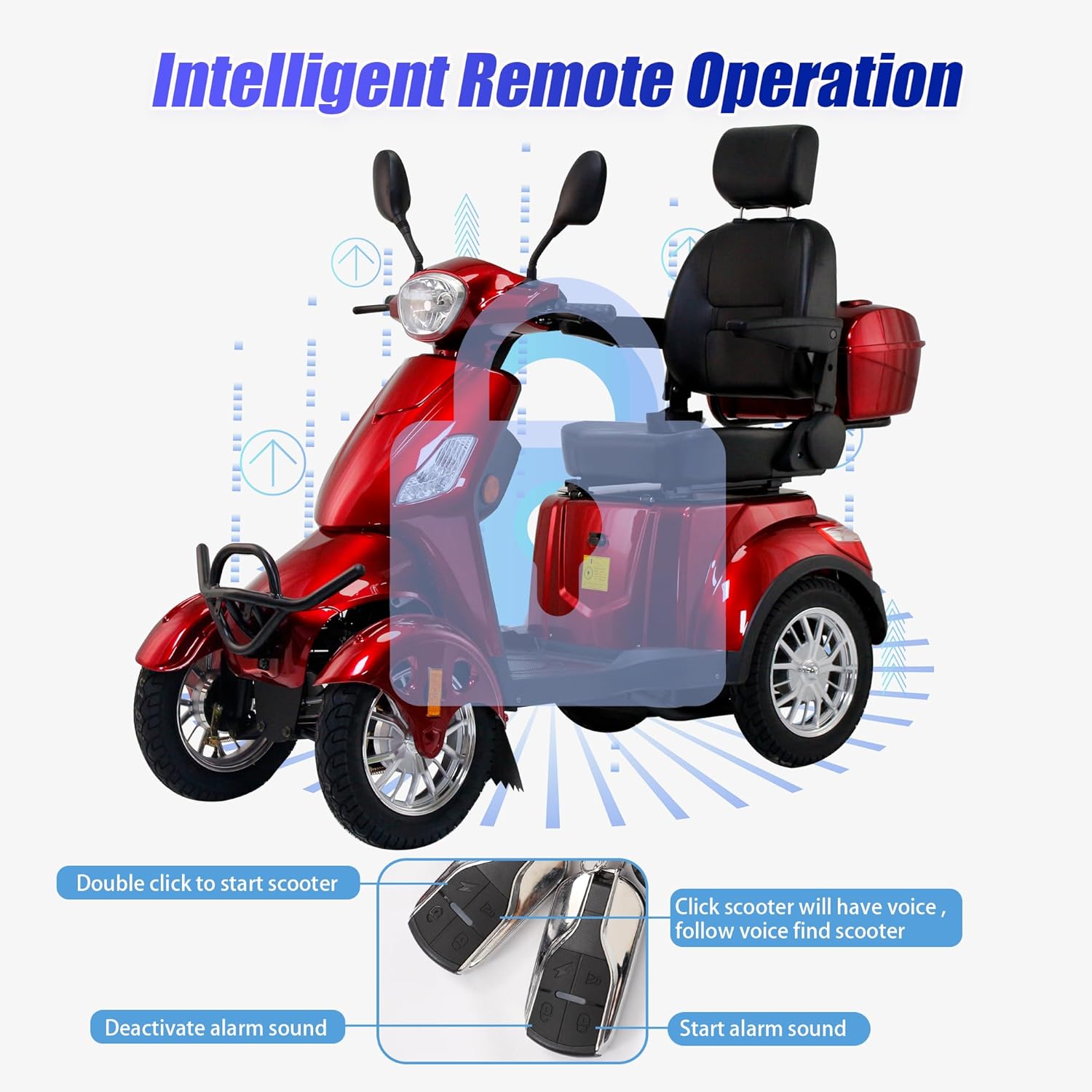 Heavy Duty 4 Wheel Mobility Scooter for Adults & Seniors, 500lbs Capacity, Red K242644