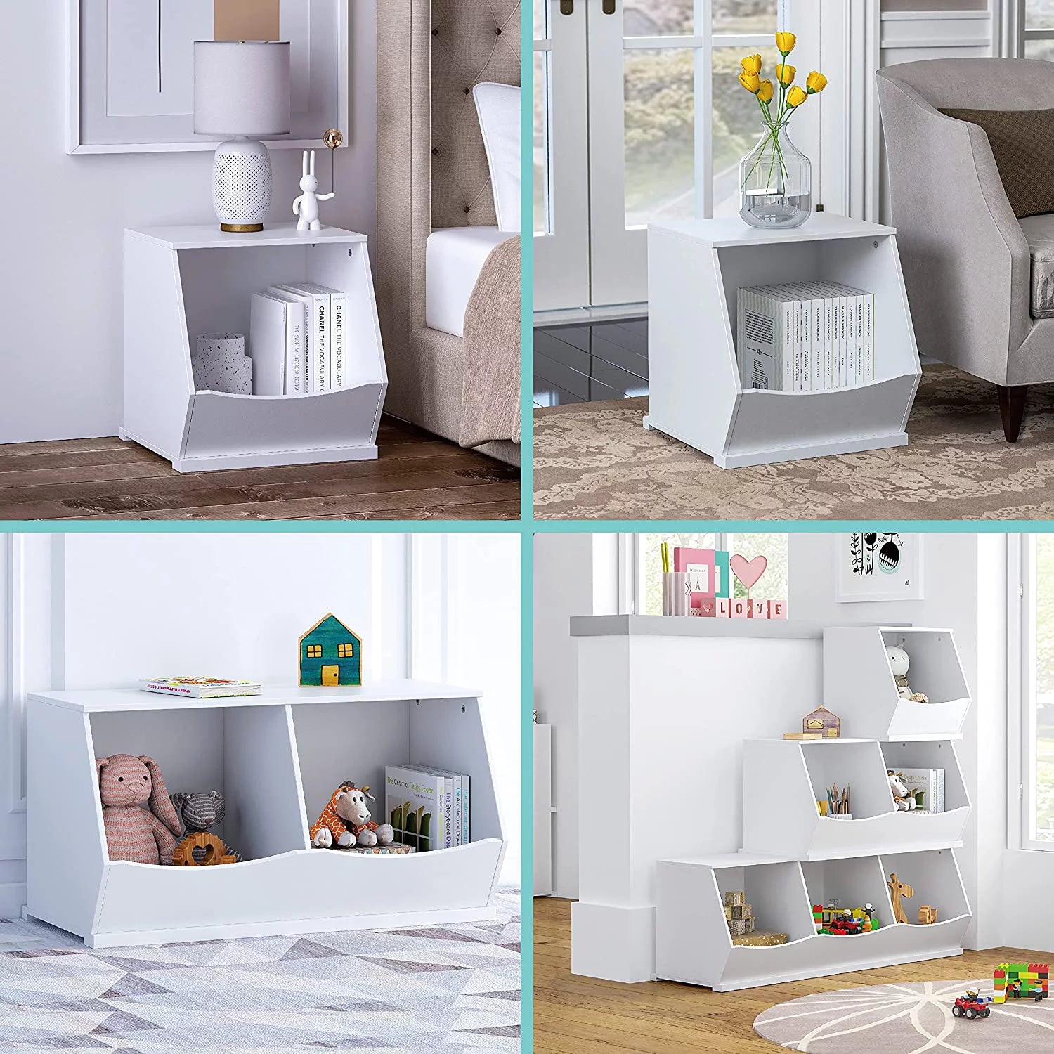 UTEX Toy Storage Organizer, Stackable Kids Toy Cubby, White C47264