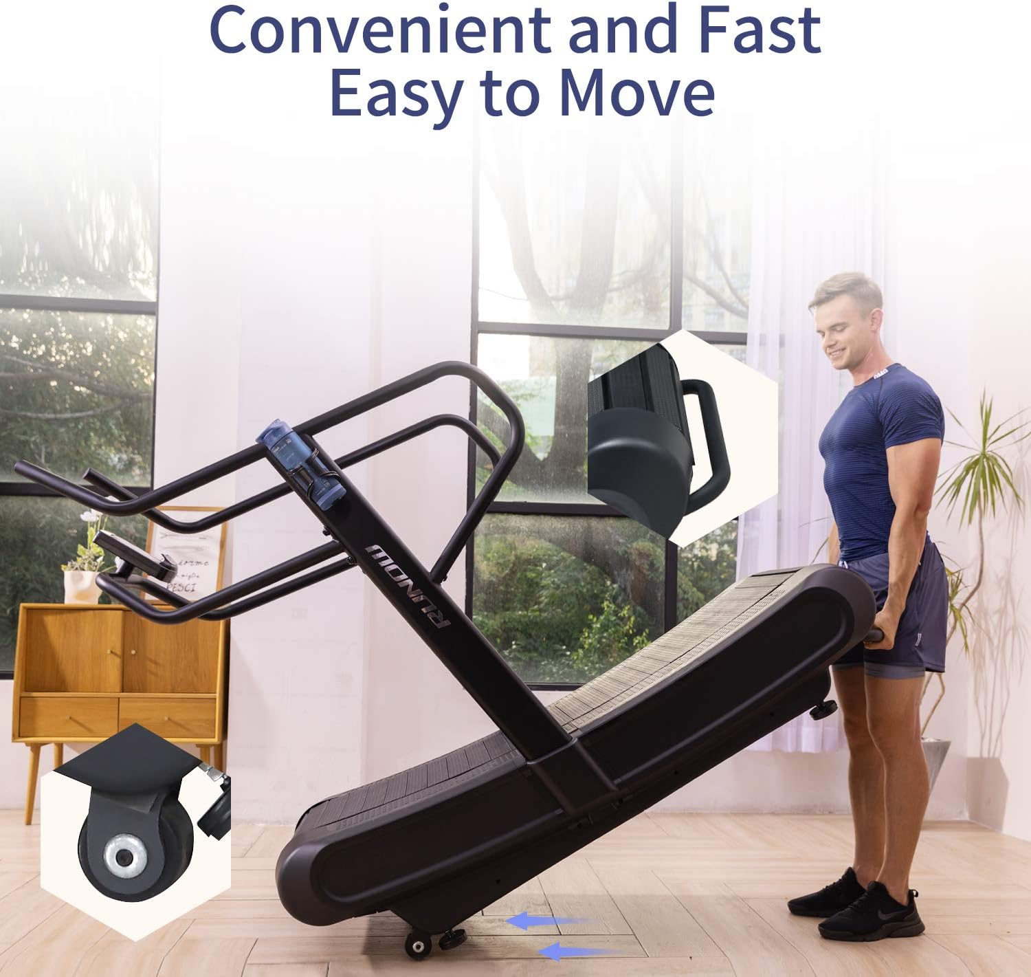 RUNOW Curved Treadmill Non-electric Motorized for Home and Commercial Use X19454