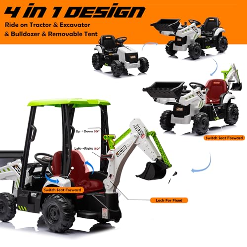 12V JCB Licensed Ride On Tractor Truck with Excavator, Bulldozer & Remote Control N831