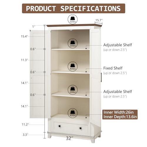 Farmhouse Kitchen Pantry Cabinet 72" Tall with Barn Doors X6136