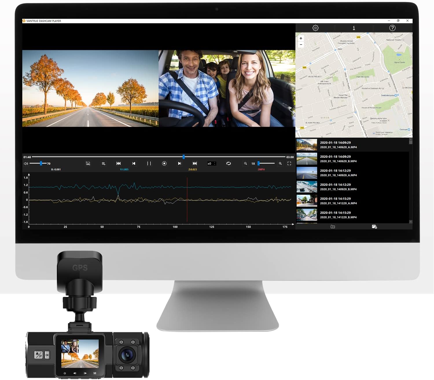 VANTRUE N2 Pro Dash Cam GPS Receiver Module Type C USB Adhesive Mount D777