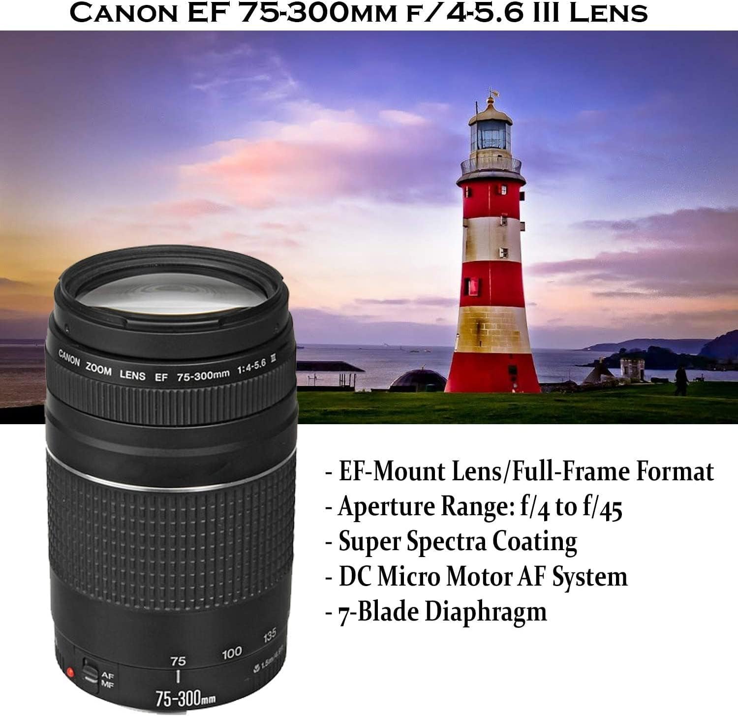 Canon EOS Rebel T7 DSLR Camera with 18-55mm & 75-300mm Lens Bundle (Renewed) Z203254