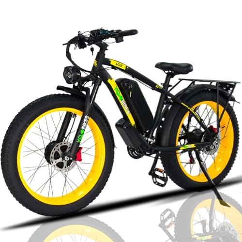 2000W Electric Bike Adults with 48V 20AH Battery, 26x4.0 Fat Tire Mountain E Bike, 31-35MPH All Terrain Electric Bicycle Dual Motor Electric Bike for Adults 21-Speed Dual Hydraulic Disc Brake