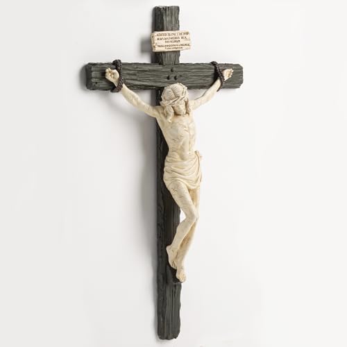 DevotedWalls 14" Hand Painted Catholic Crucifix for Wall V21624