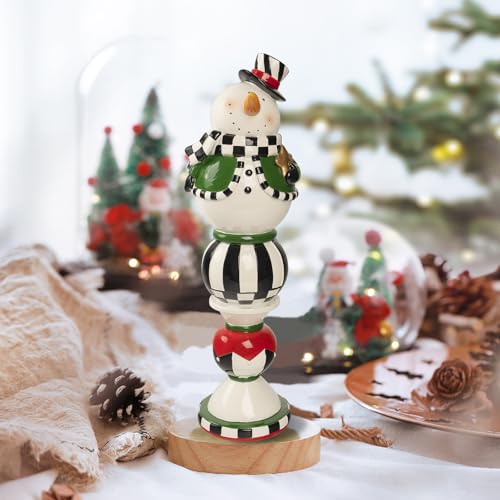 Black and White Checkered Snowman Christmas Decorations Indoor W584