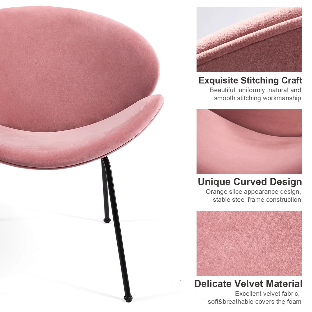 FAGAGA Velvet Accent Chair Set of 2 with End Table, Pink C6062
