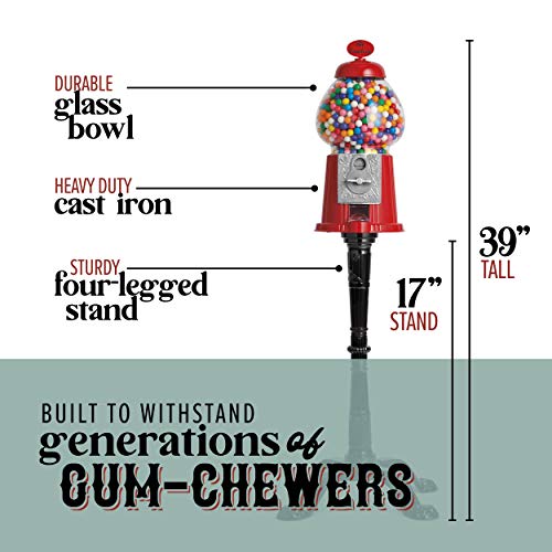 The Candery Gumball Machine 15 Inch Candy Dispenser with Stand, Aluminum Frame, 2lbs Gumballs C77090