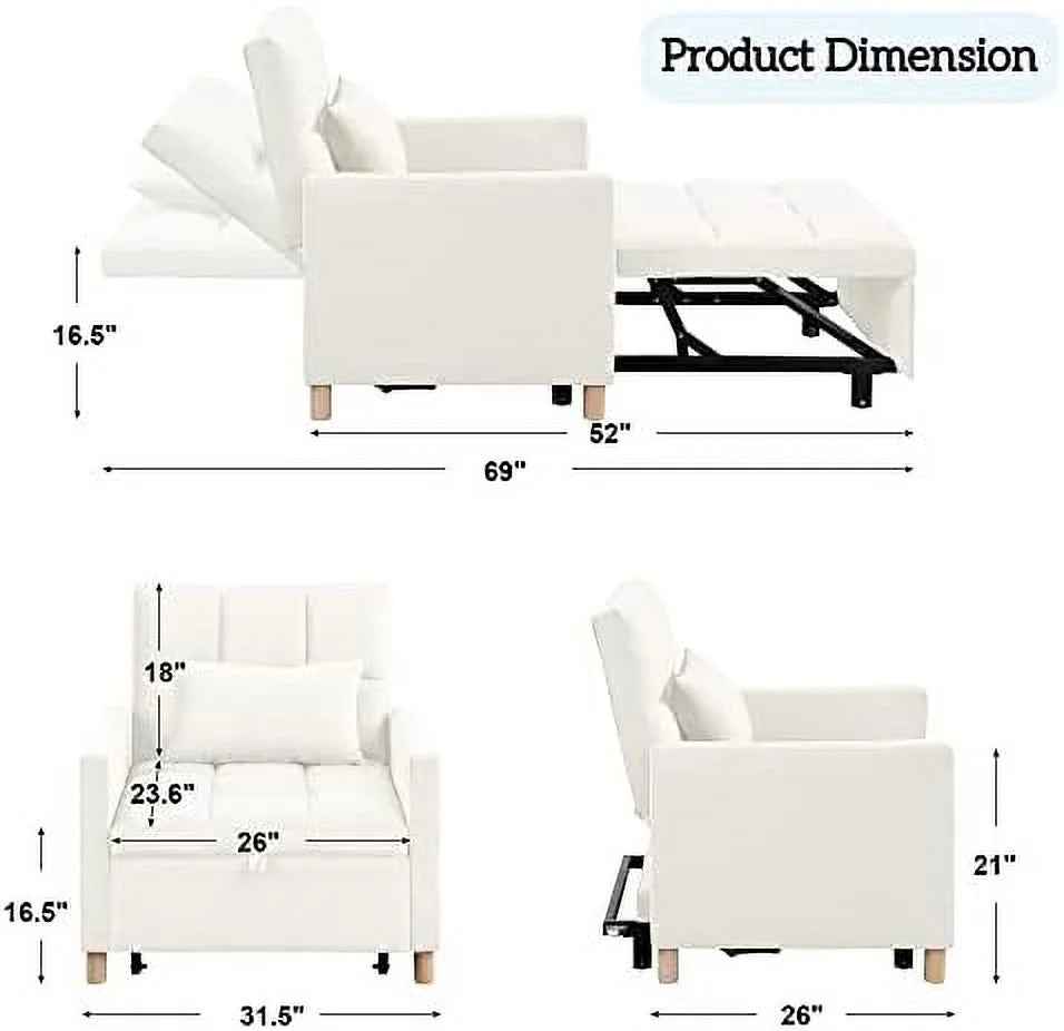 xrboomlife Convertible Sofa Bed with Lumbar Support O213330