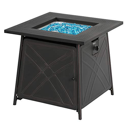 BALI OUTDOORS 50000 BTU Propane Fire Pit Table with Lid, 28 inch, Black Y709007