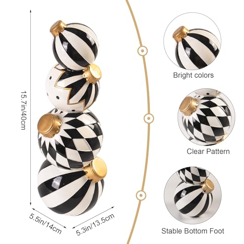 Black and White Checkered Snowman Christmas Decorations Indoor W584