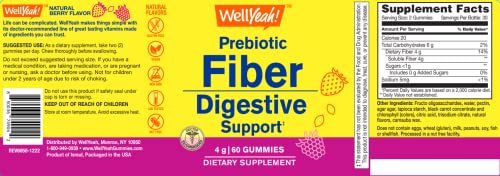 Prebiotic Fiber Gummies for Adults, Vegan, Gluten-Free, Berry Flavor, 60 Count F2361