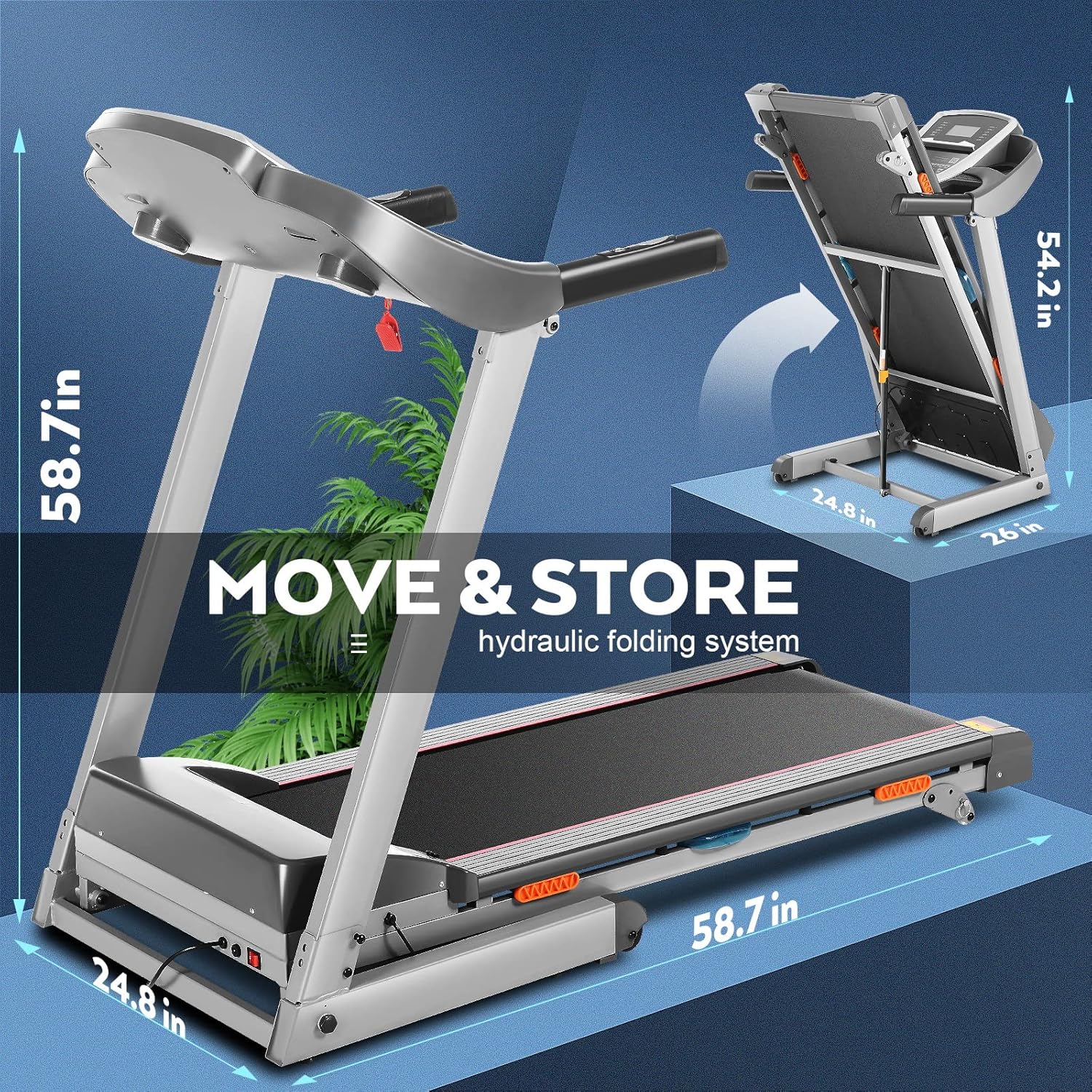 ANCHEER Treadmill, 3.0 HP with Incline for Home, 300LBS Capacity P583172