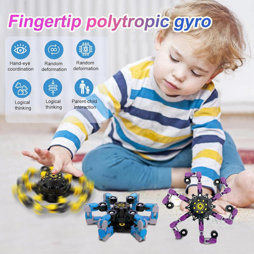 12Pcs Transformable Fidget Spinners for Kids & Adults, DIY Robot Fingertip Toys Q64740