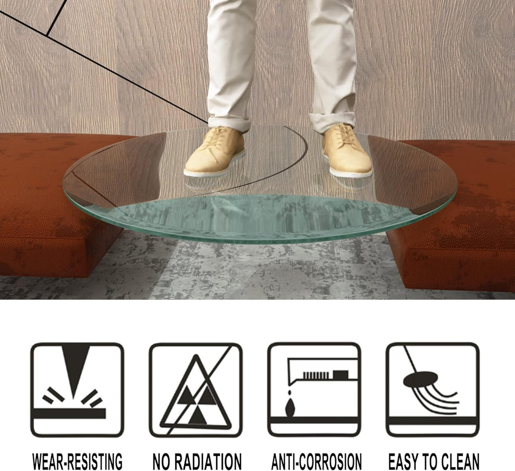 24" Round Tempered Glass Table Top, 3/8" Thick Beveled Edge L70932