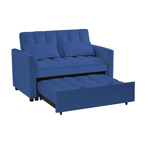 JINS&VICO 3 in 1 Sleeper Sofa Bed Convertible Couch with Side Pockets, Off White P38068