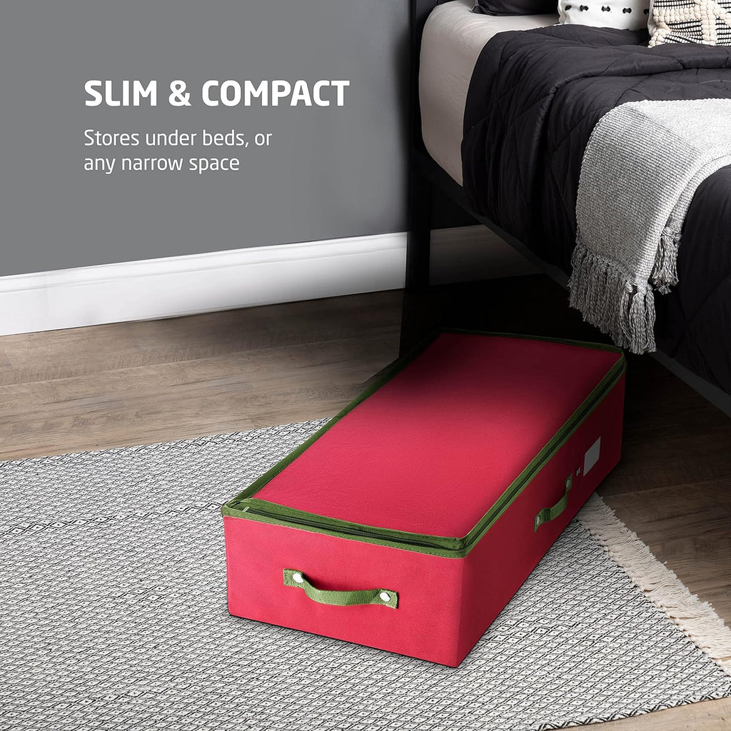 ZOBER Christmas Ornament Storage Box with Dividers, 600D Oxford Fabric N401