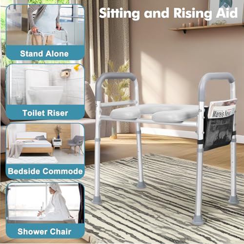 Adjustable Raised Toilet Seat with Handles for Elderly Y85781