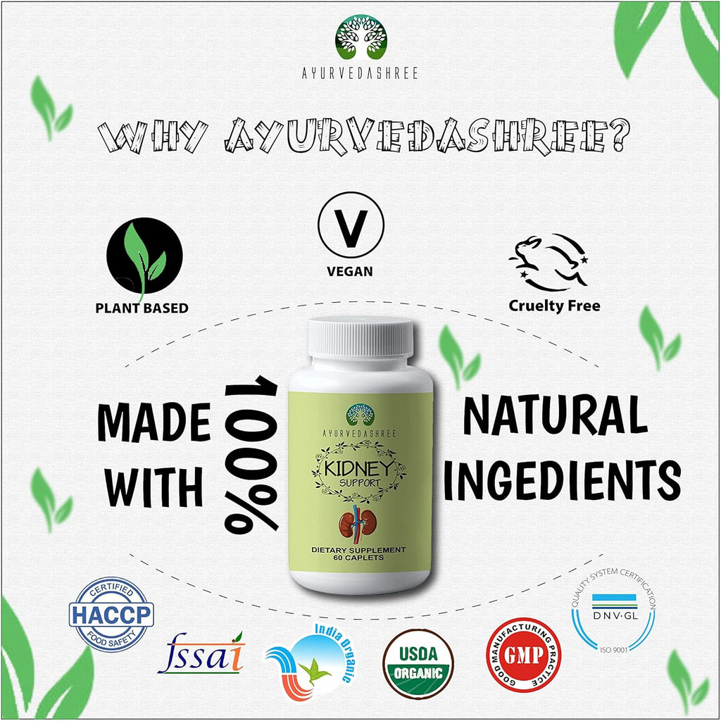 Kidney Support Herbal Supplement Vegan Gluten-Free 1000 MG Caplets X875