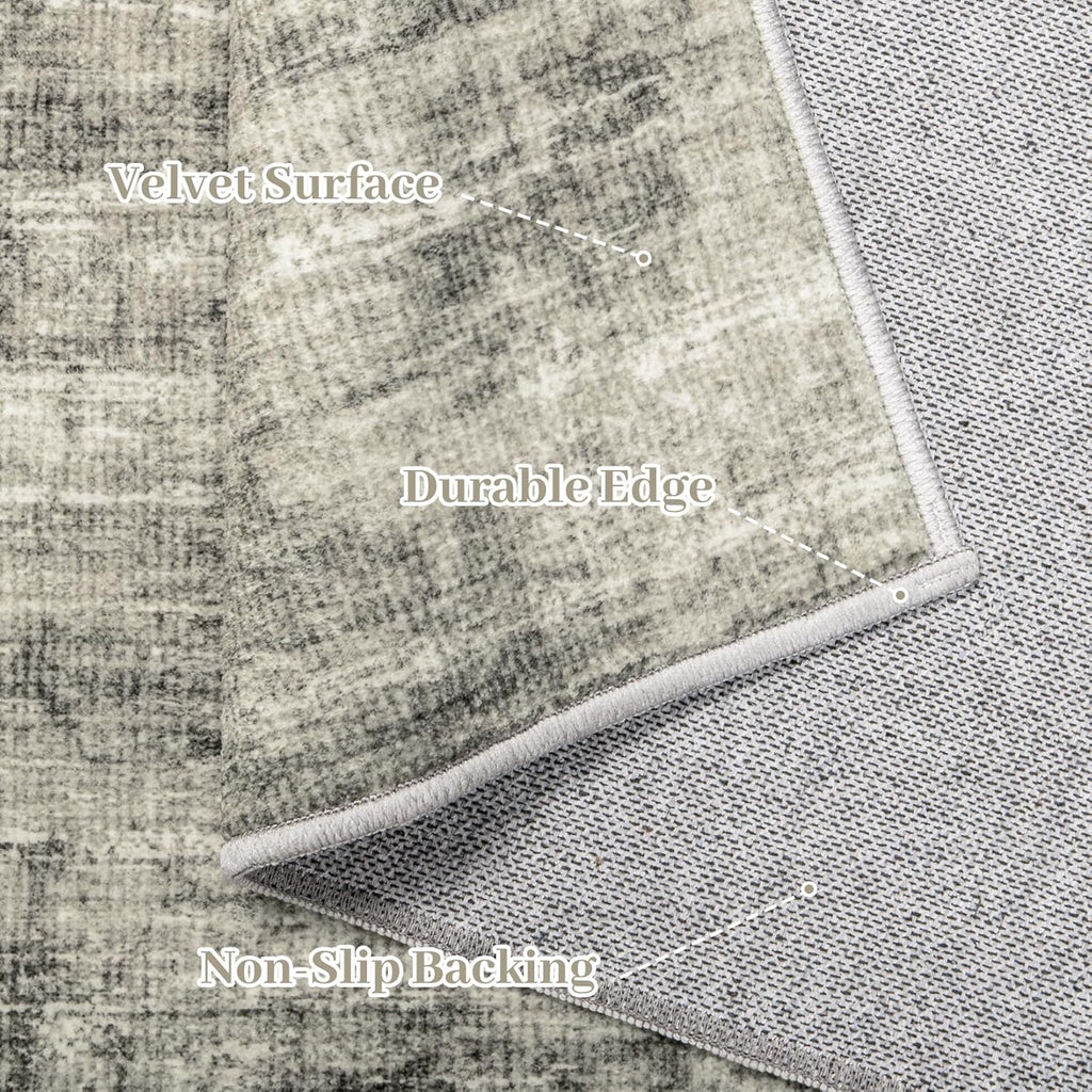 Washable 9x12 Area Rug for Living Room, Non Slip, Grey R768683