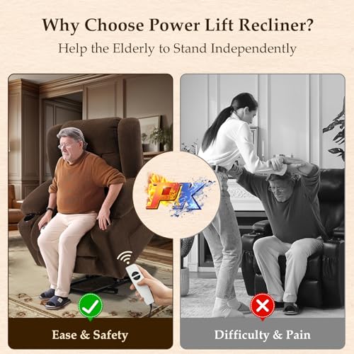 Large Power Lift Recliner for Elderly with Heat and Massage, Dark Brown P13635