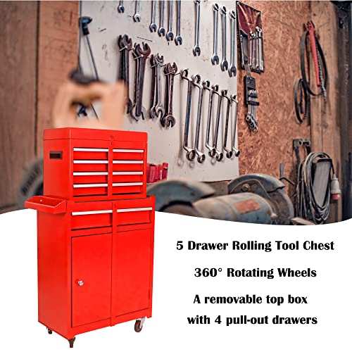 5-Drawer Rolling Tool Cart with Wheels, Black V51953