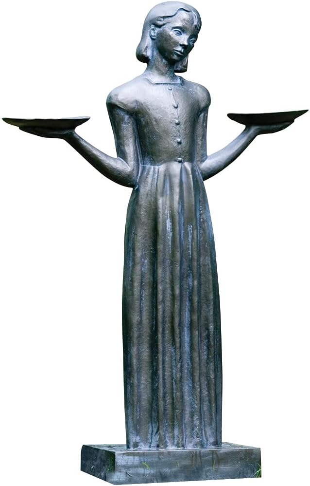 Bird Girl Garden Statue - Outdoor Art Yard Decor, Child Sculpture Lawn Ornaments - Large, 37" H