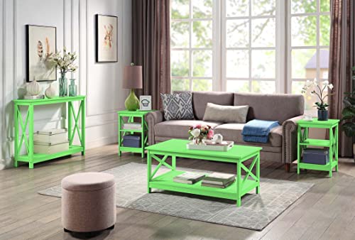 Convenience Concepts Oxford End Table with Storage Shelves, White Faux Marble/Black N969