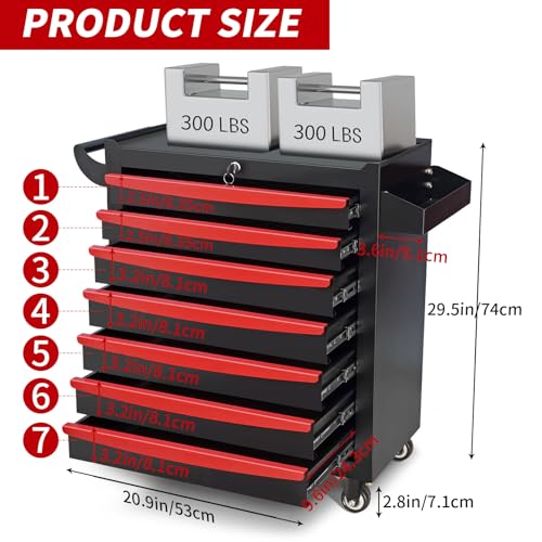 Rolling Tool Chest, Metal Tool Box with 5 Drawers, Lockable Garage Storage Cabinet Q978