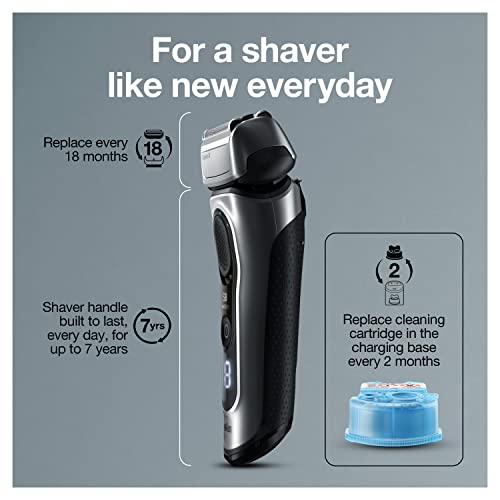 Braun Series 8 8457cc Electric Foil Shaver for Men with Precision Beard Trimmer, Galvano Silver C650125