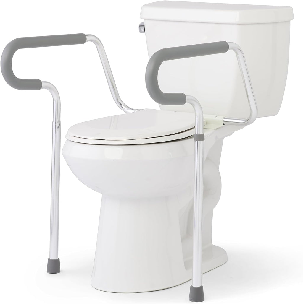 Medline Toilet Safety Rail, For Seniors with Easy Installation, Height Adjustable Toilet Safety Frame, Bathroom Assist Rail with Armrests, Bathroom Safety, 300 LB. Weight Capacity