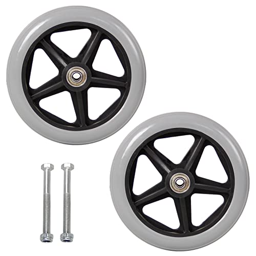 2 Pcs Front Castor Wheel, 7 Inch 8 Inch Wheelchair Wheels, Wheel Replacement, Solid Rubber, With 5/16" (8 Mm) Bearing, Universal For Wheelchair Accessories Parts, For Rollators, Walkers