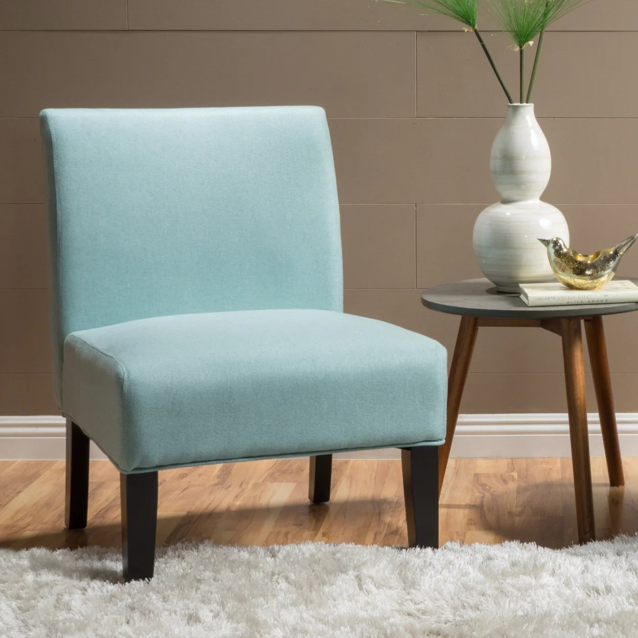 GDF Studio Abner Slipper Accent Chair, Gray Fabric I91564