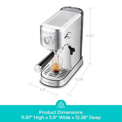 CASABREWS CM5418 Espresso Machine 20 Bar, Compact Espresso Maker with Milk Frother, Stainless Steel, Silver K680