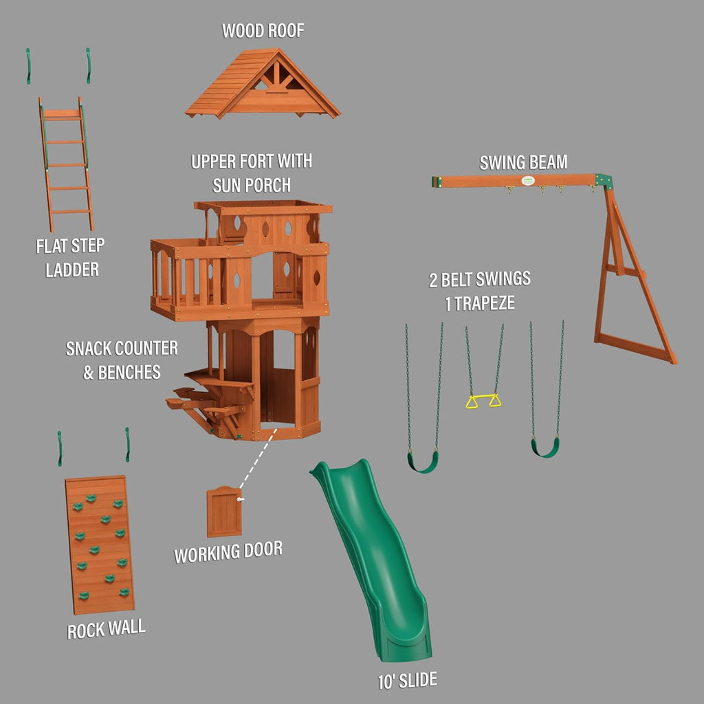 Backyard Discovery Woodland All Cedar Wood Playset Swing Set N513